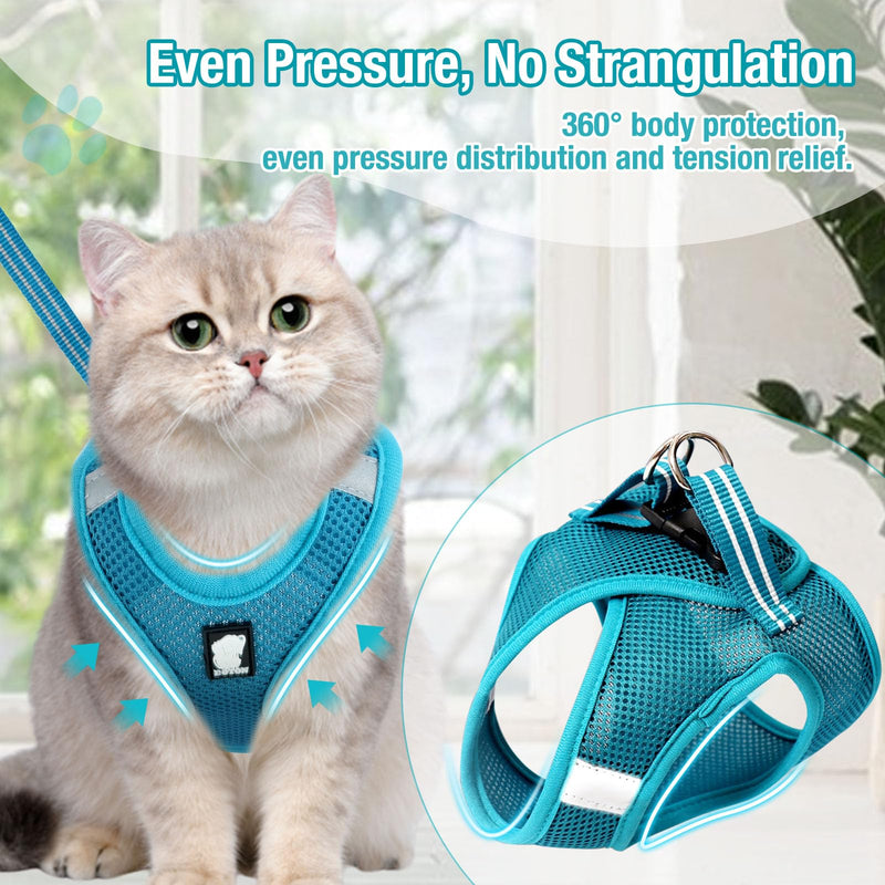 Cat Harness with Leash Escape-Proof, Adjustable Cat Harness Escape-Proof with Cat Leash 1.35 m, Soft Cat Harness for Cats, Small Dogs and Rabbits (XS) XS - BeesActive Australia