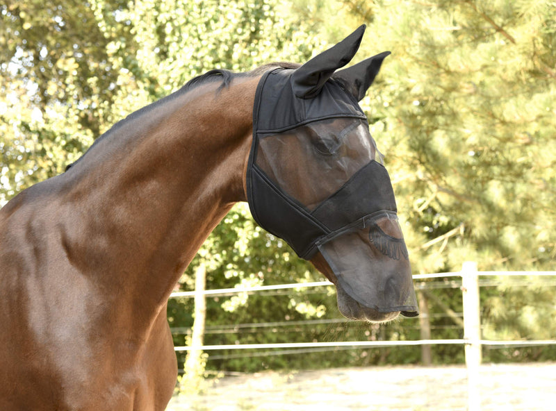 Kerbl 321275 fly protection VB, including nose bridge and ears protection, black thoroughbred - BeesActive Australia