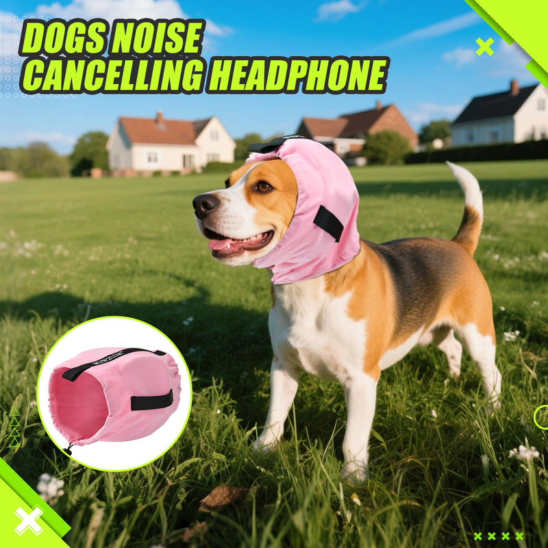 Dog Ear Muffs Noise Protection,Noise Cancelling Ear Wraps for Dogs,Washable Sound Absorbing Inserts Pink Small