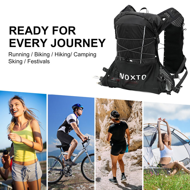 Running Hydration Vest Backpack, Lightweight Water Backpack with 1.6L Water Bladder Daypack for Women Men,Adjustable Running Vest Pack for Trail Running Hiking Cycling Race Marathon Black