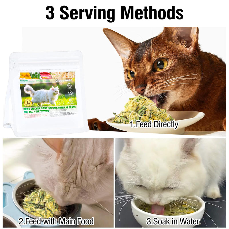 Freeze Drying Cat Grass Treats with Chicken & Egg Yolk - Natural Hairball Relief Snacks for Indoor Cats & Kittens, Healthy Digestive Support, 2.3 oz