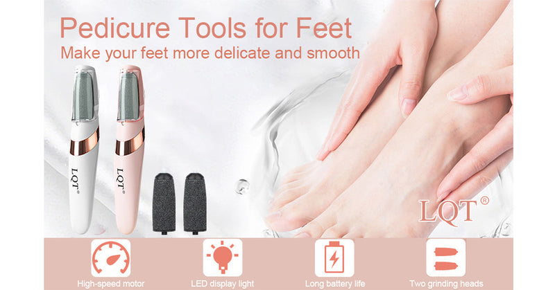 LQT® Electric Foot File – Rechargeable Callus Remover for Hard, Cracked Skin – At-Home Pedicure Kit for Smooth Feet (Men & Women) (Black) Black