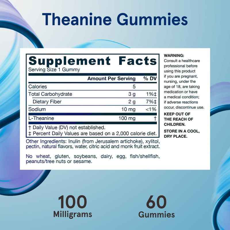 Jarrow Children's Theanine 100mg, 60 Apple-Flavored Gummies | Children's L-Theanine Gummies, 100 Mg Per Serving, Promotes Calmness & Relaxation, Vegan, Non-GMO, Gluten Free, Age 8+ 60 Count (Pack of 1)