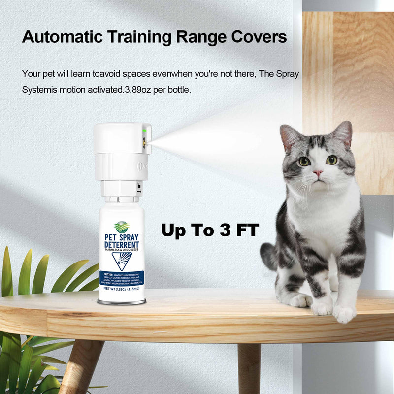 Cat Spray Deterrent System, Automatic Cat Deterrent Spray, Motion Activated Pet Deterrent Spray System for Cats & Dogs Odorless Pet Deterrent, Friendly & Safe Up to 3 Feet Away White White-1