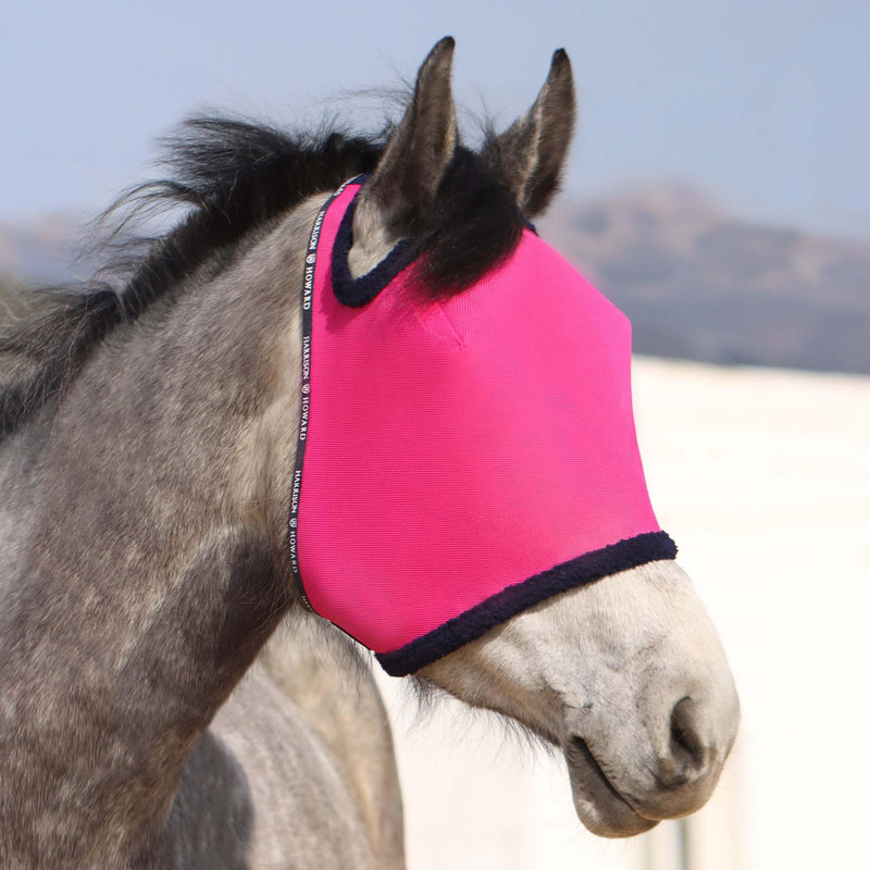 Harrison Howard All Round Mesh Horse Fly Mask UV Protective with Fleece Padded Edging Magenta L Full (Large) - BeesActive Australia