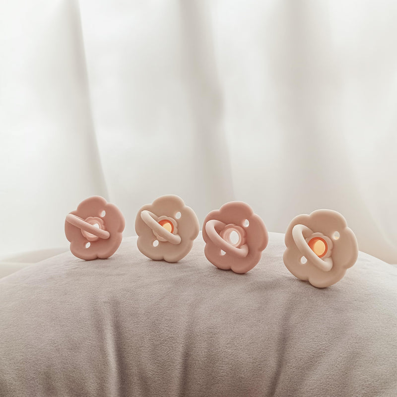 Moonkie Pacifiers Set of 2 | One-Piece Design Baby Pacifier with Large Air Holes | BPA-Free Silicone | Safe for Babies 6 Months+ 6-18 Month Baby Pink/Pale Mauve - BeesActive Australia