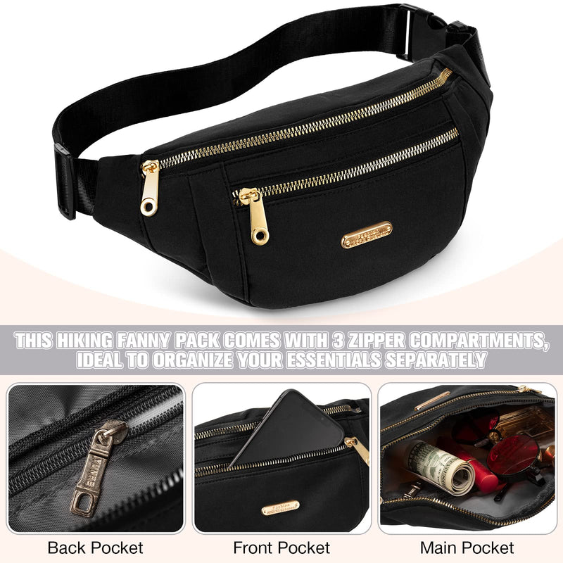 3 Pcs Waterproof Fanny Packs for Women and Men Waist Pack with Adjustable Strap Waist Pouch for Sports Running Exercise Walking Travel Black, Gray, White