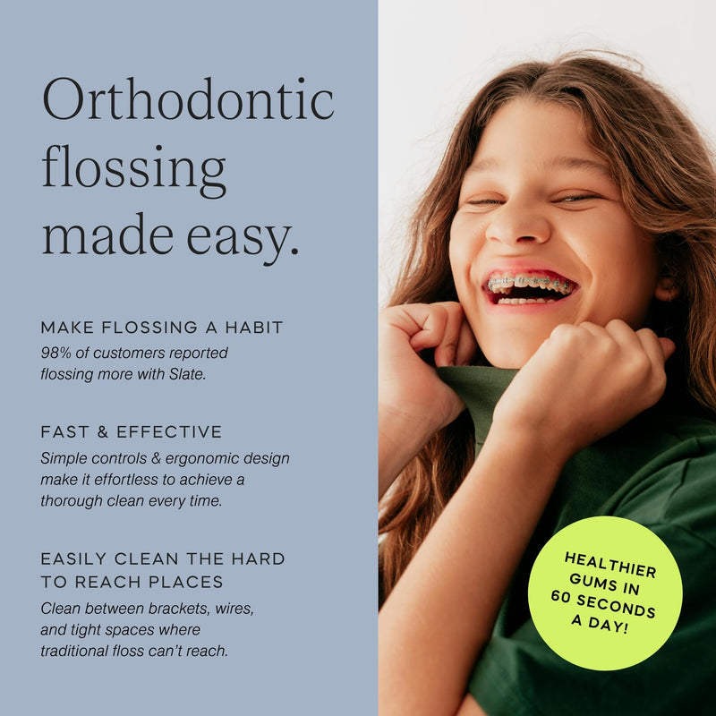 Slate Flosser Mini Orthodontic Braces Bundle, 3-in-1 Reusable Flosser Kit