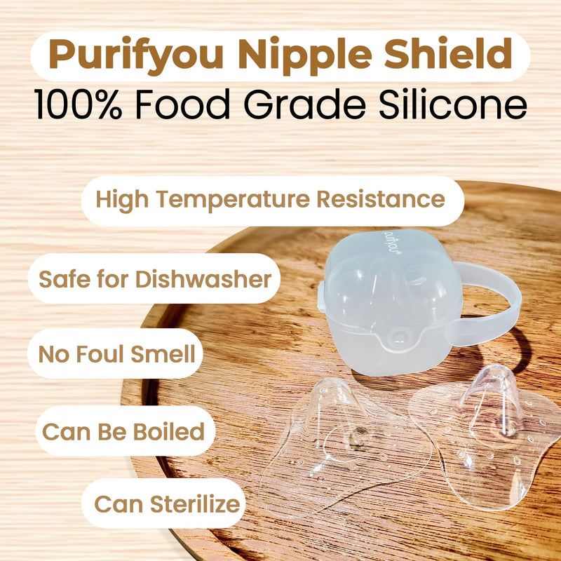 purifyou Nipple Shields for Nursing Breastfeeding Newborn, 24mm / 20mm / 18mm / 16mm, Set of 3 Silicone Nipple Shield with Free Case Latch Assist Nipple Guard & Breastfeeding Shield (18mm) - BeesActive Australia