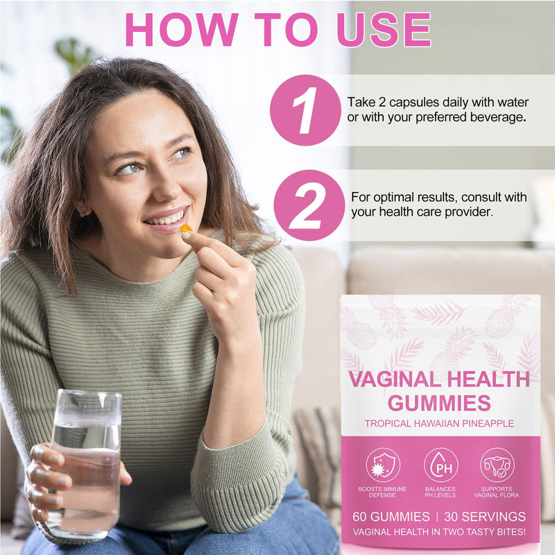 Vaginal Probiotics for Women, PH Balance Gummies, Probiotics for Women Vaginigal Health, Support Healthy Odor, Yeast Balance & Flora, Vaginal Health Supplement (60 Count (Pack of 2)) 60 Count (Pack of 2)