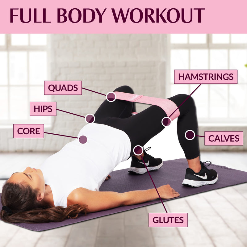 Gymbee Premium Resistance Bands for Working Out - Exercise Bands to Workout Glutes, Thighs & Legs - No Slip Cloth Booty Bands for Gym & Home Fitness, Yoga, Strength & Pilates for Men/Women - 3 Levels Black, Grey, Pink