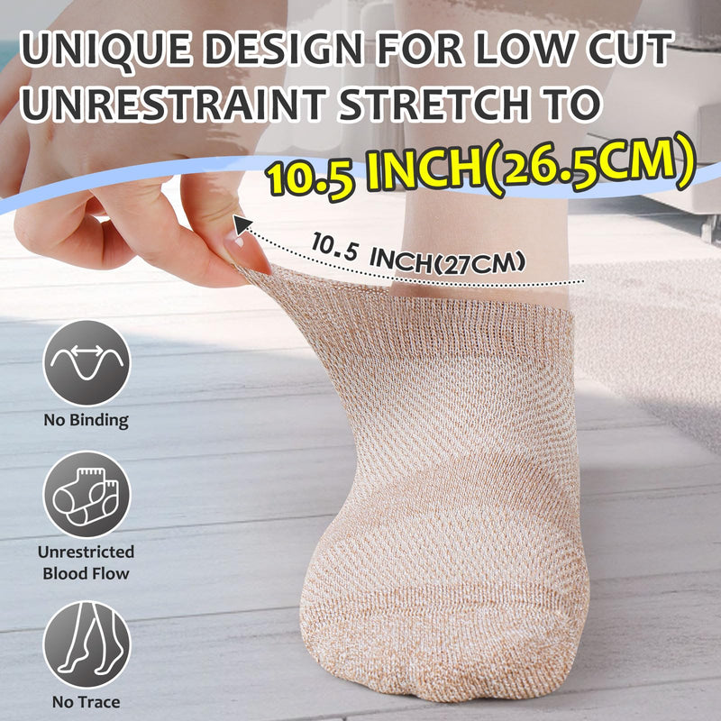 Bulinlulu Diabetic Socks for Men Women,6 Pairs Low Cut Non Binding Diabetic Ankle Seamless Socks for Men 6-9 9-12(Black-Large) Black Large - BeesActive Australia
