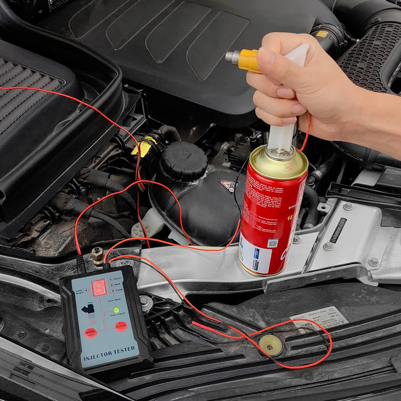 Shkalacar Fuel Injector Tester and Adapter Pulse Tester Cleaner for Diagnosis Cleaning of Injectors DIY Diagnostic Tool Cleaning Kits 12V/5V Switchable Short-Circuit Protection