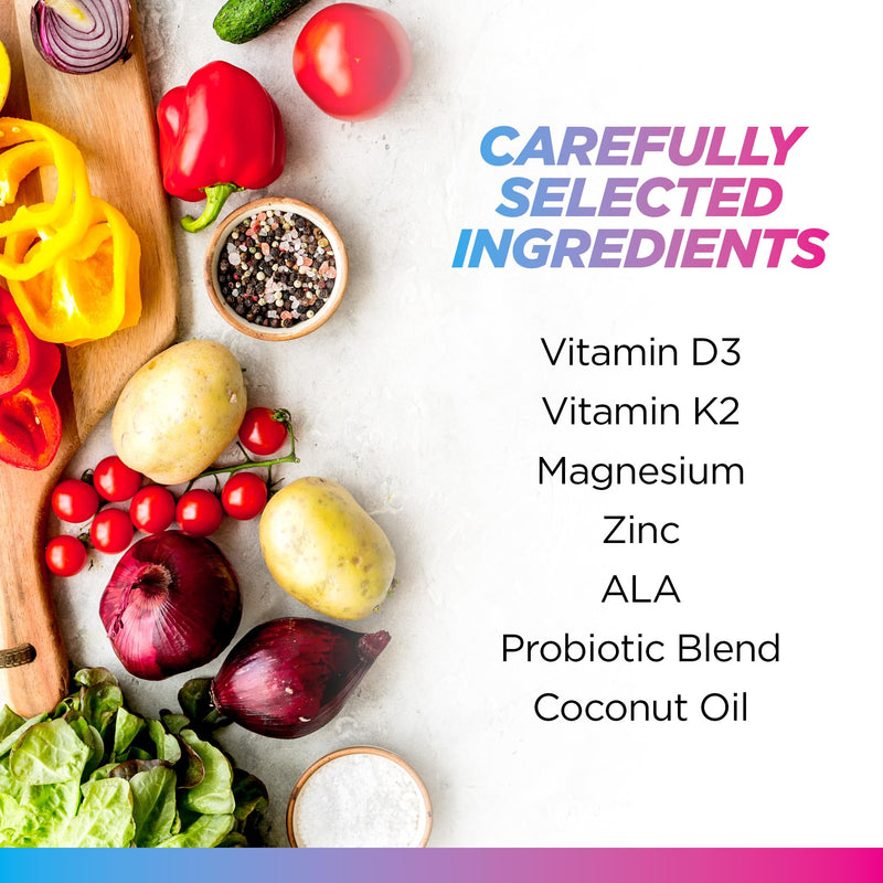 Livingood Daily Vitamin D3 K2 4000 IU Supplement, 9-in-1 Dietary Supplement for Immune Support - Made with Vitamins D, A, E, K2, Zinc, Magnesium & Probiotic Blend for Maximum Absorption - 60 Capsules - BeesActive Australia