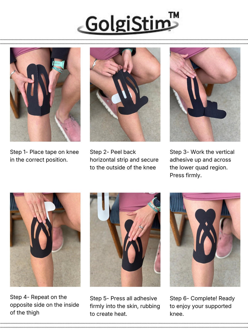 20 Pack Precut Kinesiology Tape - Black Athletic Tape, Waterproof Elastic Sports Tape, Latex Free Breathable Muscle & Joint Support for Running, Sports & Recovery by GolgiStim - BeesActive Australia