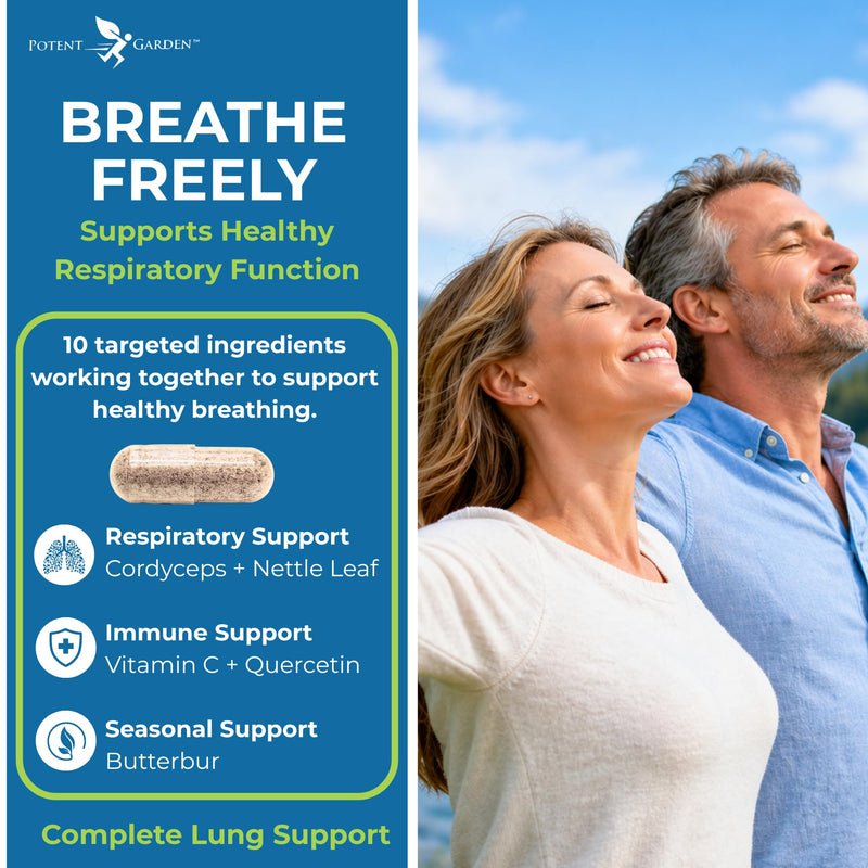 Potent Garden Lung Support – 10-Ingredient Respiratory Wellness Formula with Vitamin C, Quercetin & Herbal Blend – Daily Lung & Immune Support – Vegan Capsules, 60 Count (60-Day Supply)