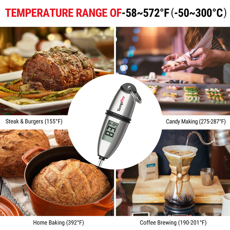 TempPro TP02S (2 Pack) Digital Food Thermometer for Cooking Bread Baking Sourdough Liquids, Meat Thermometer Digital with Super Long Probe for Kitchen BBQ Candy Making Accessory (Previously ThermoPro) 2