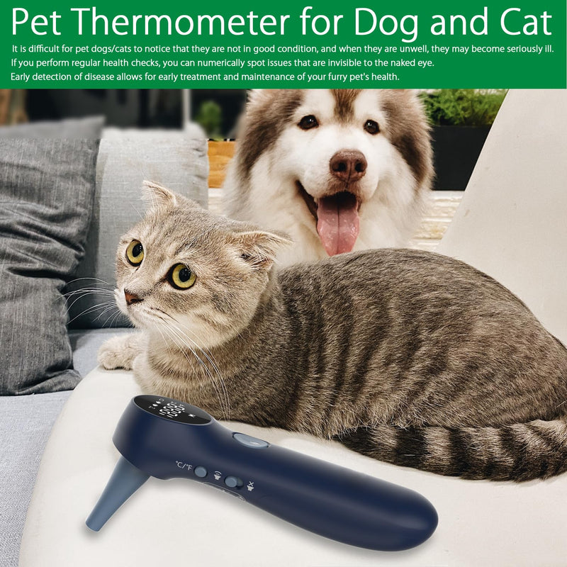 Non-Contact Dog Ear Thermometer - Rapid Measurement - Includes 20 Pet Swabs - Ear Thermometer for Dogs, Cats, Rabbits (Blue) - BeesActive Australia