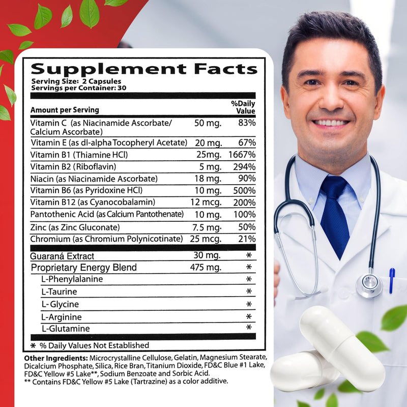 60 Caps Neurobion Energy - Amino Acids Vitamin B1 B2 B6 B12 - Increases Brain Alertness & Stamina | One a day supports normal metabolism and nervous system function; sealed, authentic import 60 Count (Pack of 1)