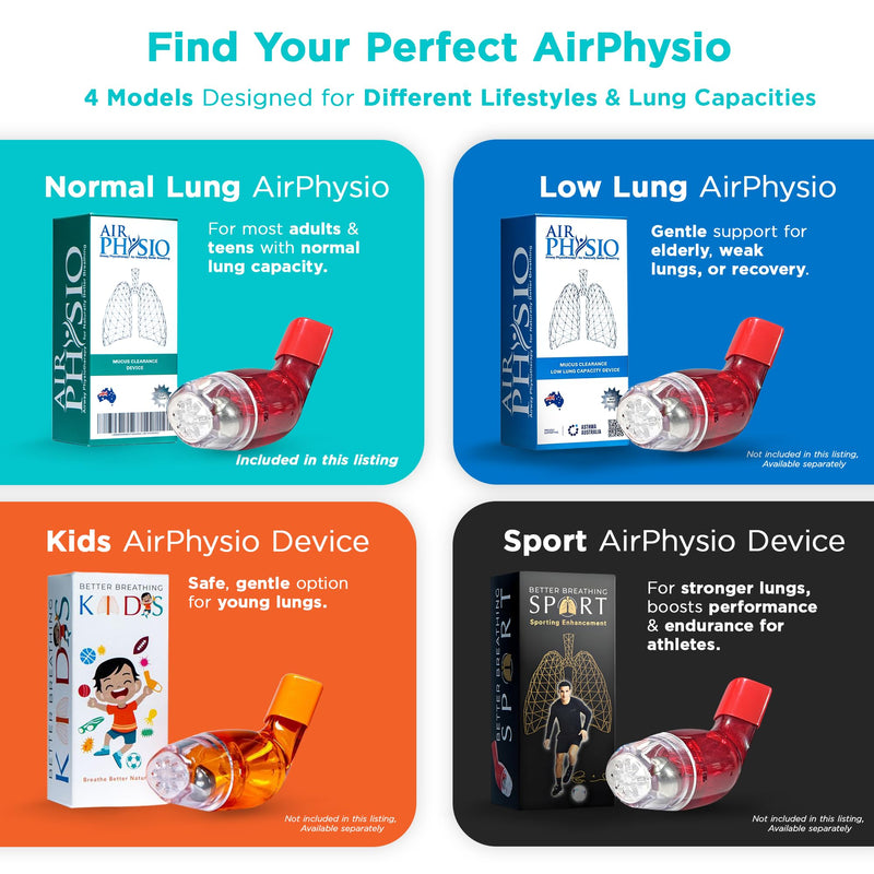 AirPhysio | Drug-Free Portable Breathing Trainer Device for Lungs | Breathe Better, Improve Lung Health & Mucus Clearance | Made in Australia