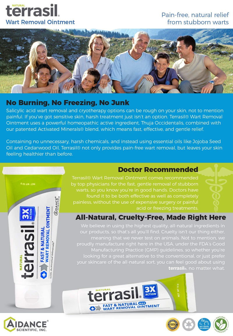 Wart Relief - Safe for Sensitive Skin Natural Patented Formula by Terrasil (50gm Regular Tube) - BeesActive Australia