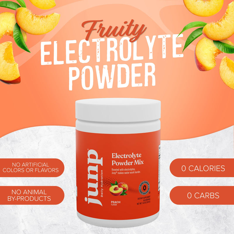 JUNP Electrolytes Powder No Sugar No Carbs, Orchard Fresh Juicy Peach Keto Electrolyte Drink Mix, Potassium & Salt Hydration Powder Electrolytes Zero Calorie Sugar Free Electrolyte Powder, 90 Servings 90 Servings (Pack of 1)