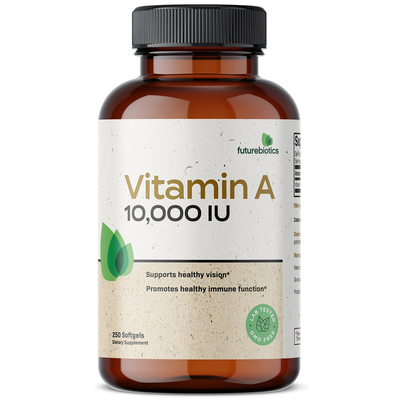 Futurebiotics Vitamin A 10,000 IU Premium Non-GMO Formula Supports Healthy Vision & Immune System and Healthy Growth & Reproduction, 250 Softgels - BeesActive Australia