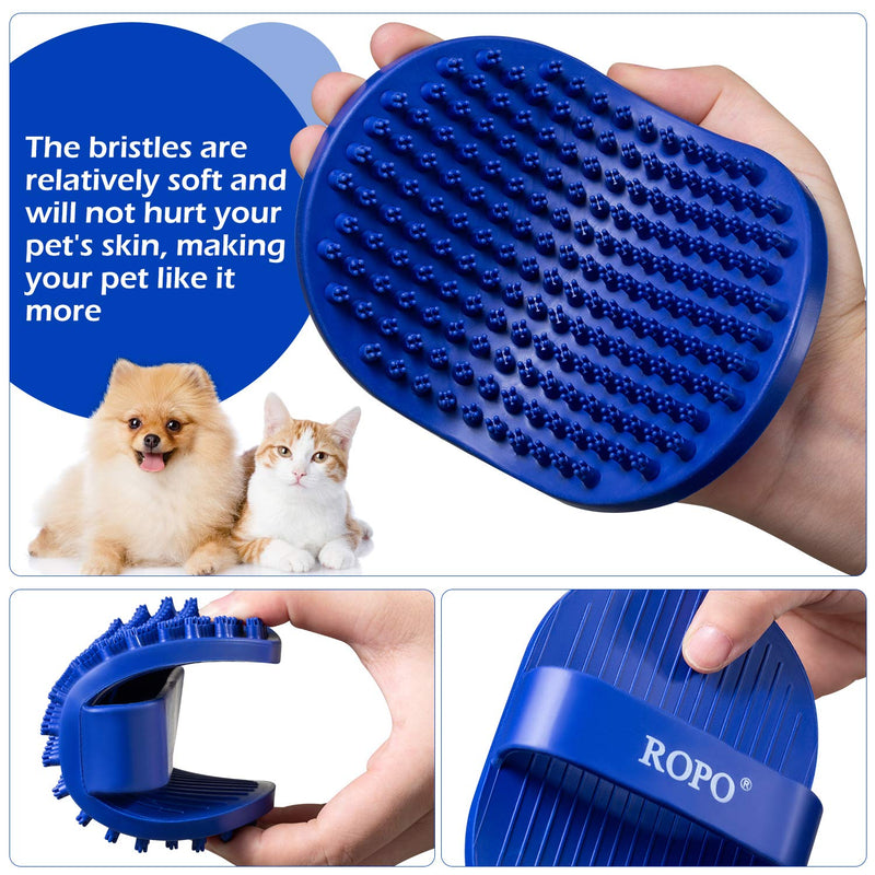 Dog bath brush, ROPO rubber massage pet shampoo brush, used for pet grooming, removing shedding fur, combing tangles and dead fur, suitable for pet dogs and cats (green) green - BeesActive Australia