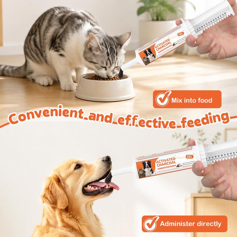 Activated Charcoal Paste for Dogs & Cats – 60 ml First Aid for Pet Poison Emergency, Toxin Absorber for Digestive Health, Easy-Use Paste for Puppy & Kitten, Home & Travel Essential