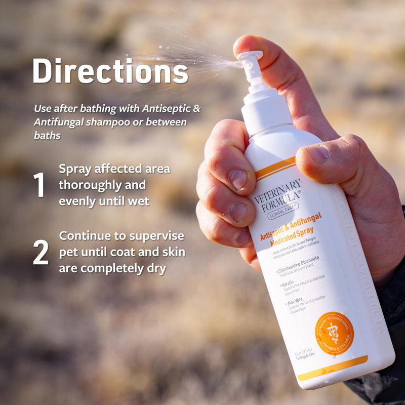 Veterinary Formula Clinical Care Antispetic and Antifungal Shampoo and Spray Pack of 2 - PawsPlanet Australia