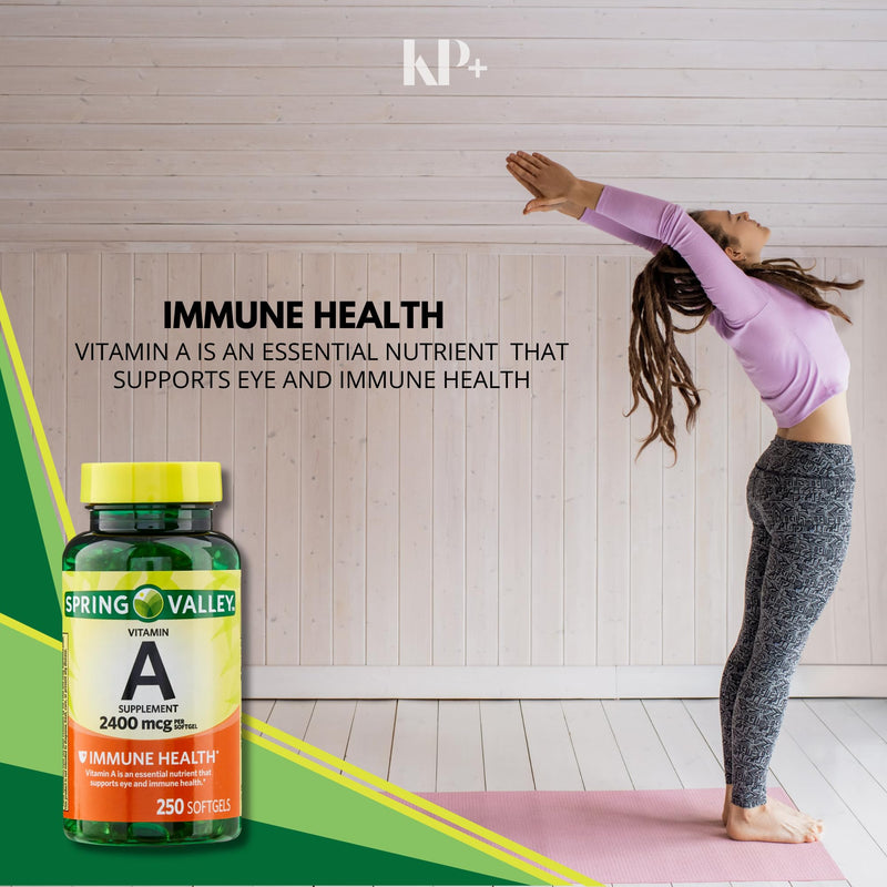 Spring Valley Vitamin A, Vitamin A Supplement, 2400 mcg, 250count, Vitamin A Softgels Bundle with Pill Case - BeesActive Australia