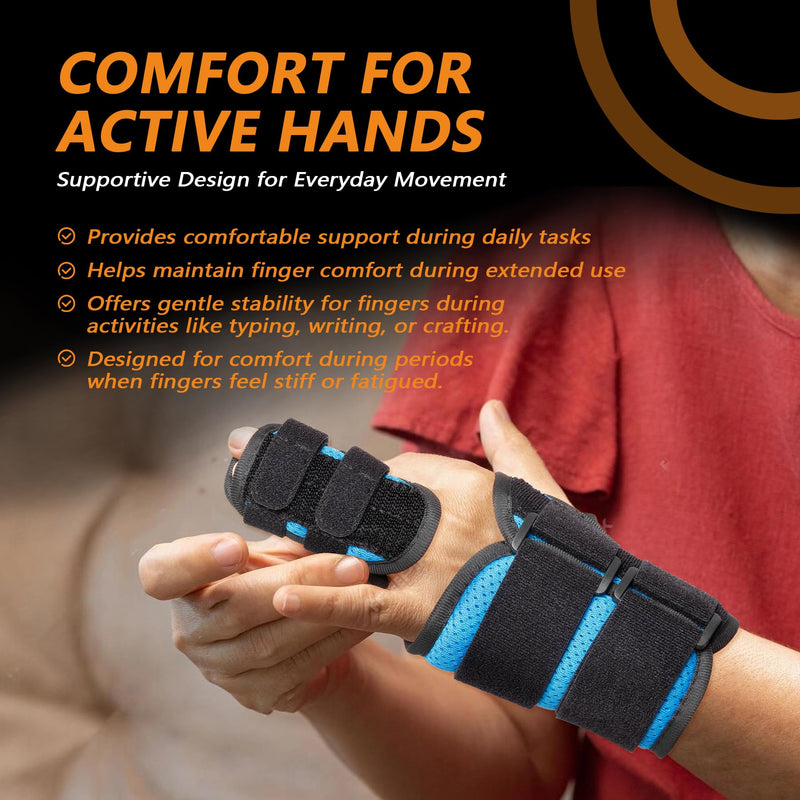 2 Finger Splint for Trigger Finger, Broken Fingers, Knuckle Sprains - Double Finger Support for Index, Middle, Ring Finger, Unisex Sizes, Right Hand, M