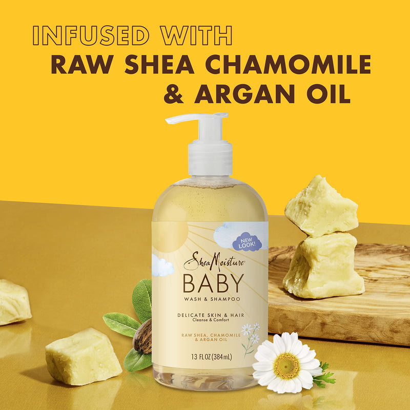 SheaMoisture Baby Wash & Shampoo for All Skin Types Raw Shea, Chamomile & Argan Oil Baby Wash and Shampoo with Frankincense & Myrrh to Help Cleanse 13 oz, Gold, Packaging may vary 13 Fl Oz (Pack of 1) - BeesActive Australia