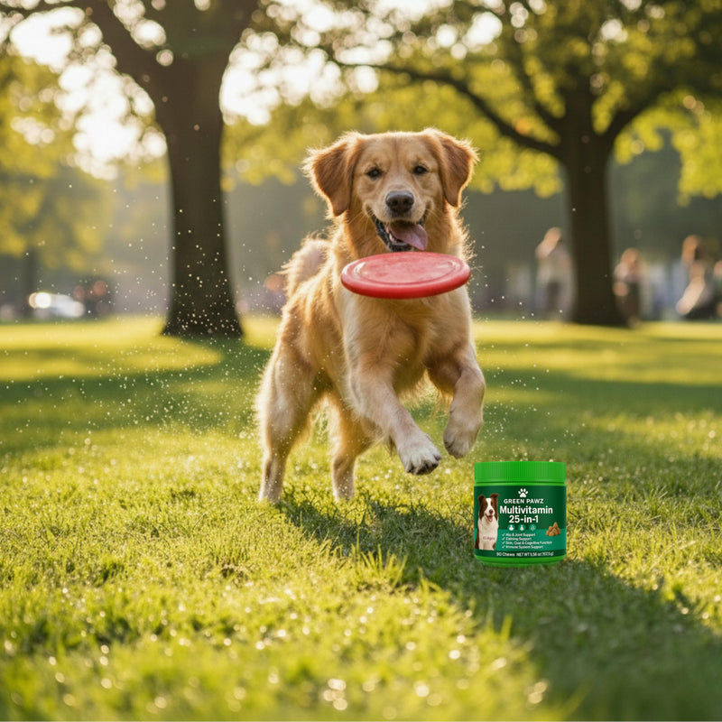 Daily 25-in-1 Dog multivitamin Designed to Support Overall Health, Combining Essential Dog Vitamins and Supplements in one Easy chew.