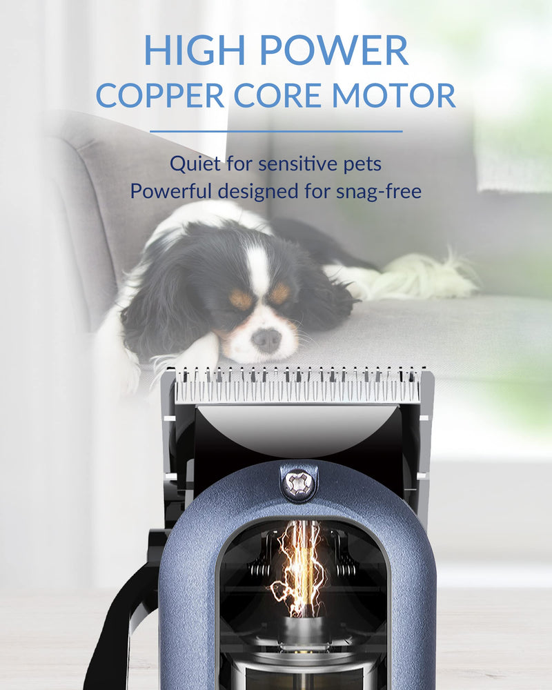 Dog Clippers for Grooming with 12V High Power Plug-in for Thick Heavy Coats Quiet, Pet Electric Professional Hair Grooming Clippers kit with 10 Metal Guard Combs Brush for Dogs Cats Pets (Navy) Navy - BeesActive Australia