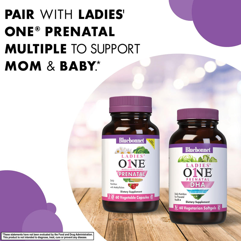 Bluebonnet Nutrition Ladies' One Prenatal DHA, Daily Nutrition for Prenatal Health*, Non-GMO, Vegan, Gluten-Free, 30 Vegetarian Softgels, 30 Servings | Non-GMO, Vegan, Vegetarian, Gluten-Free 1