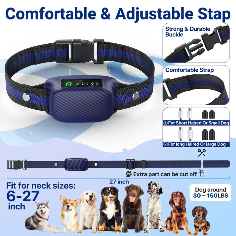 Dog Bark Collar, Automatic Barking Collar with Beep Vibration,Rechargeable Anti Bark Collar with Adjustable 8 Sensitivity,Smart Bark Training Collars for Large Medium Dogs(Midnight) Midnight - BeesActive Australia