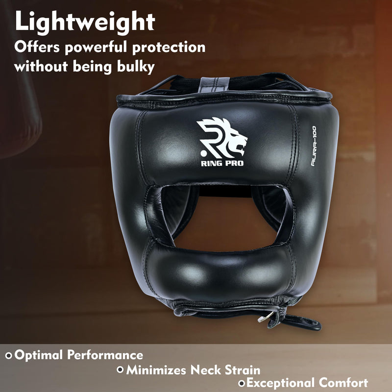 Boxing Headgear for Men and Women Leather Sparring Head Gear for Boxing MMA Muay Thai Kickboxing and Martial Arts Training Black Medium - BeesActive Australia