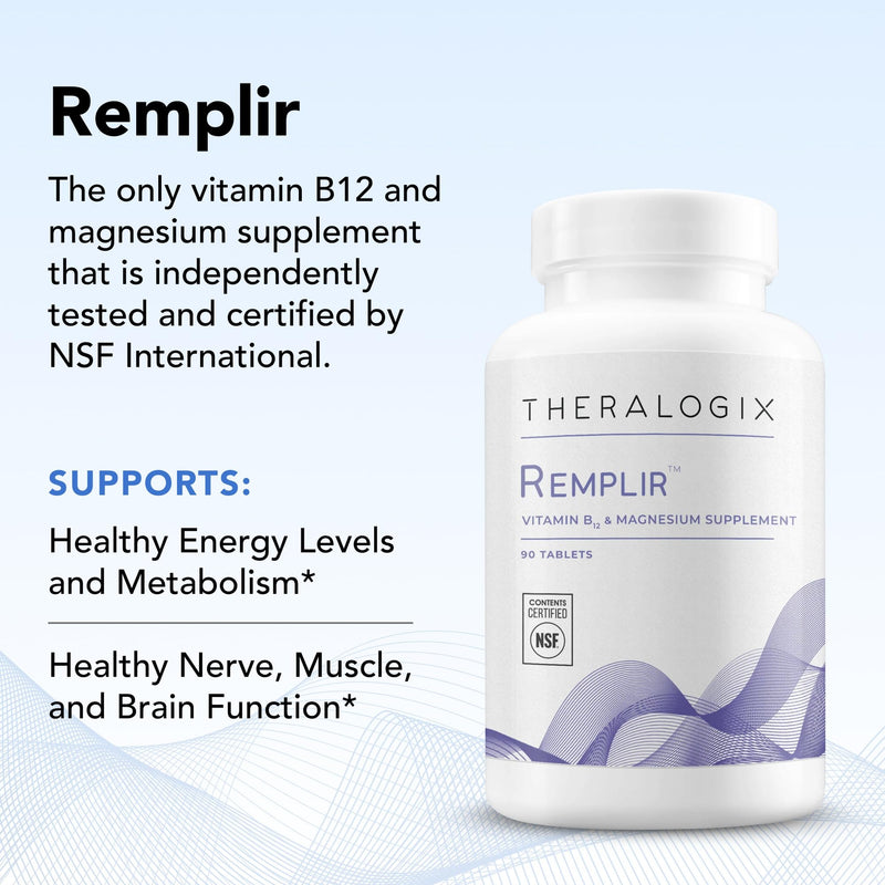 Theralogix Remplir – Metabolism, Brain & Nerve Health, NSF Certified | Helps support healthy energy levels, mental health, nerve and muscle function with vitamin B12 and chelated magnesium.*