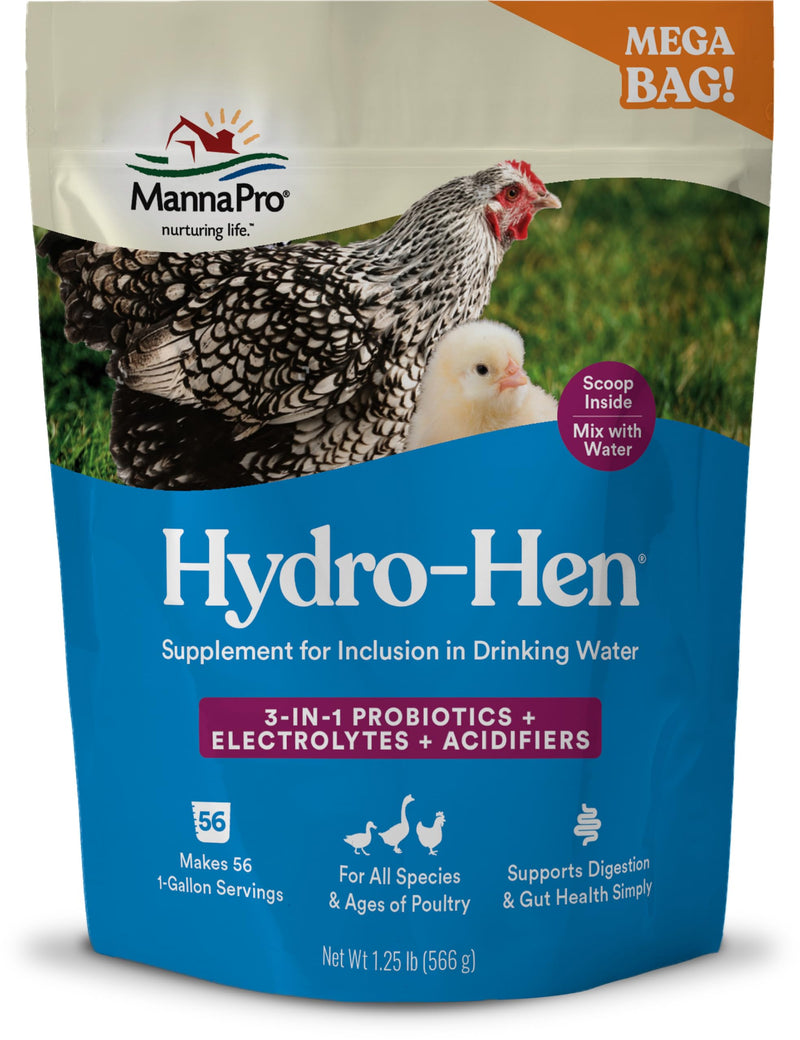 Manna Pro Hydro-Hen Poultry Electrolyte & Probiotic Supplement, Hydration Support for Chickens, Ducks, Turkeys & Waterfowl, 20 oz 1.25 Pound (Pack of 1)