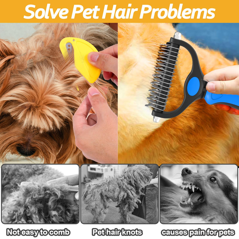Pet Grooming Brush and Knotting Comb Tools,2024 Multifunctional Pet Shedding Comb for Removing Tangled and Loose Hair,Dematting Deshedding Undercoat Rake for Dogs/Cats Grooming Supplies,6 Pcs 6 pcs - BeesActive Australia
