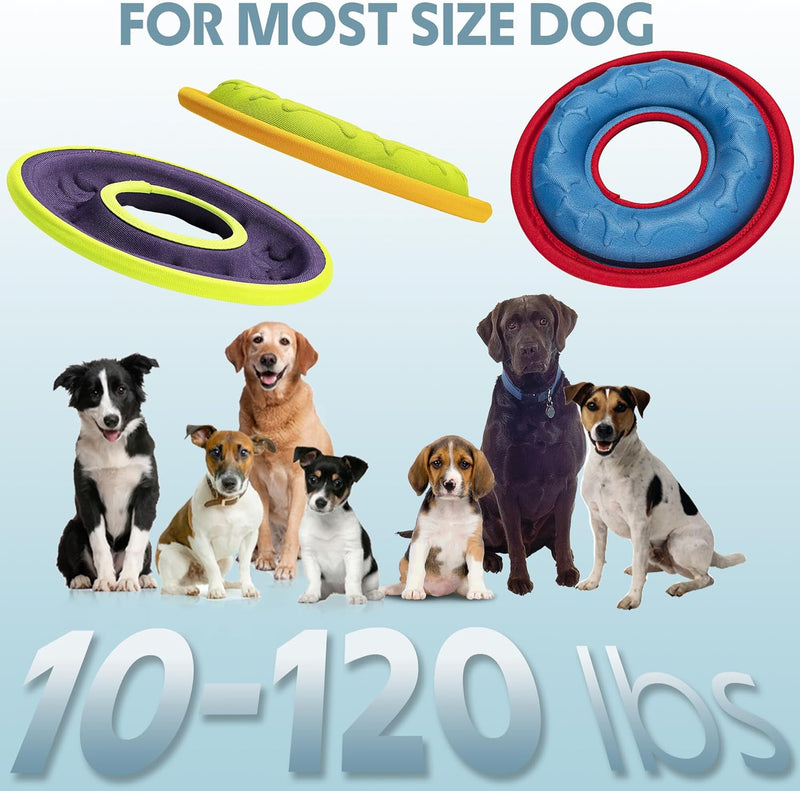 3 Pcs Dog Flying Discs, Interactive Dog Flyer Toys, Feedable Lightweight Dog Catch and Fetch Toys for Small Medium Large Dogs, Floats in Water & Safe on Teeth, 9.05 Inch - BeesActive Australia
