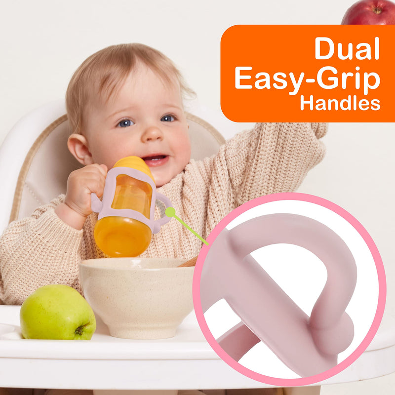 (3-Pack) Bottle Handles for Dr Brown Baby Bottles with Easy Grip Handles to Hold Their Own Bottle - BPA-Free Soft Silicone (White Pink Orange) White Pink Orange Style A - BeesActive Australia