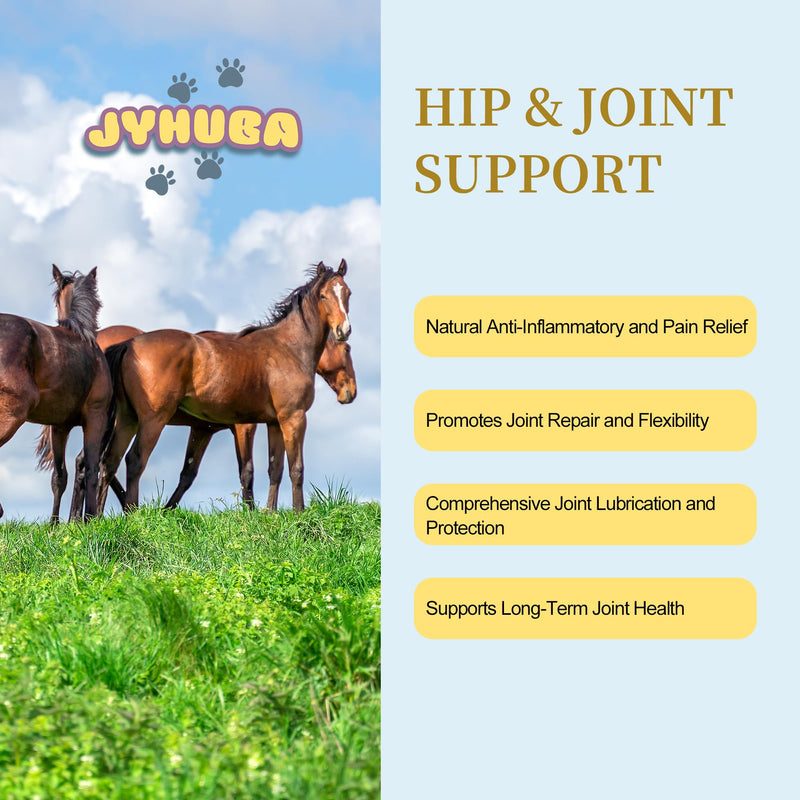 Natural Pain Relief for Horses – Hip & Joint Support with Pea, MSM & Glucosamine – Joint Repair & Mobility Supplement – Anti-Inflammatory Formula – Made in USA – 16.9oz (480g)