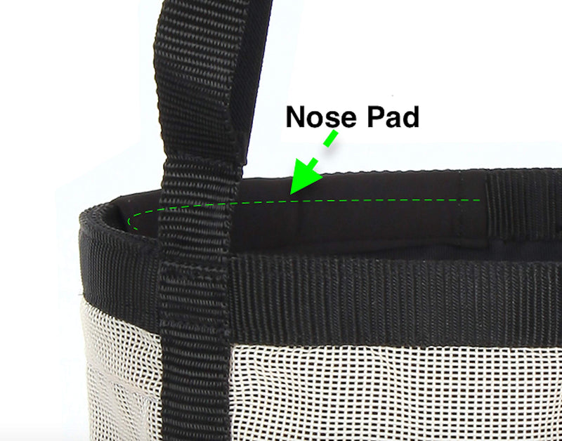 Majestic Ally Horse Feed Bag, Heavy Duty Nylon Mesh Grain Feed Bag, Adjustable Strap with Durable Snap and Elastic Straps, Comfort Neck Pad and Nose Pad- Large (Draft, Beige) Draft - BeesActive Australia