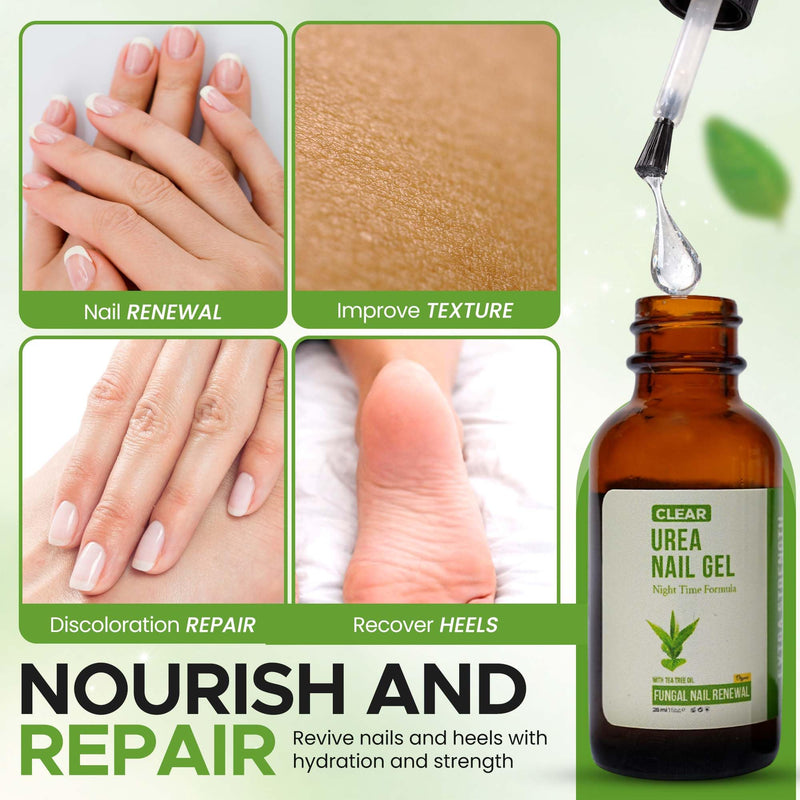 CLEAR Urea Nail Gel with Tea Tree Oil Made in USA – Night Time Formula -Softens, Hydrates & Repairs Nails –Urea Gel with Fast & Visible Results, Trusted by Health Professionals Green Tea Tree - BeesActive Australia