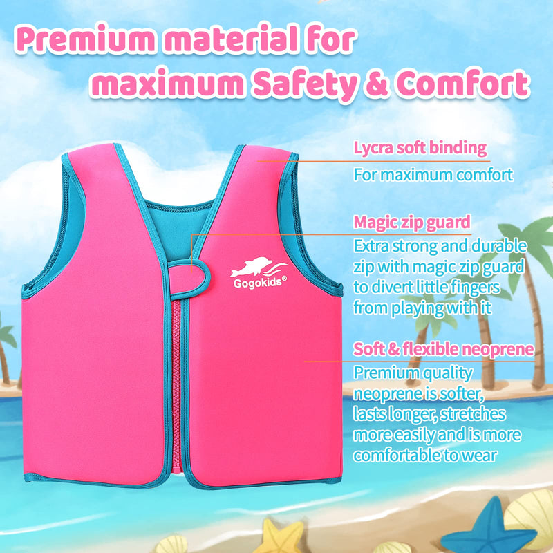 Vine Kids Swim Vest Toddler Learn to Swim Floatation Jackets Training Vest for Boys Girls Pink 3-5 Years - BeesActive Australia