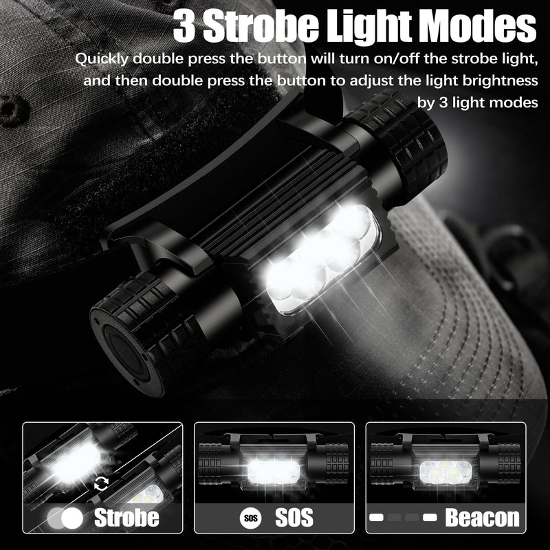 Headlamp Rechargeable, 2000 Lumen Super Bright LED Head Lamp for Adults, IP67 Waterproof Rechargeable Headlight with 9 Modes, Head Flashlight with 2600 mAh for Outdoor Camping Hiking Fishing Running 2000lm - 9 modes