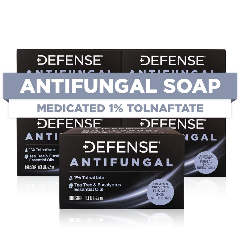 Defense Antifungal Bar Soap 5-Pack | Jock Itch, Ringworm, Athlete's Foot, Skin Fungus | Medicated Anti Fungal Treatment (Five Bars, No Case) 4.2 Ounce (Pack of 5) Bar with No Case - BeesActive Australia