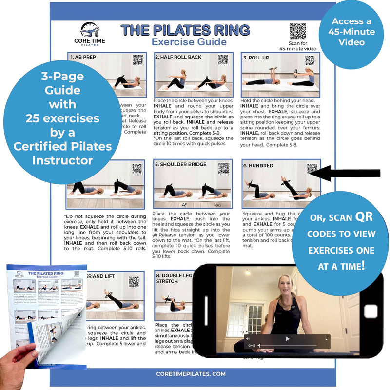 Pilates Ring - 14 inch Exercise Ring - Guide and Carry Bag - Resistance Band- Pilates Kit for Women- Pilates Cirlce Set- Magic Circle-Exercise Ring for Thigh Workout- glute Workout.